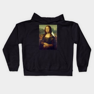 mona lisa had a cockatiel Kids Hoodie